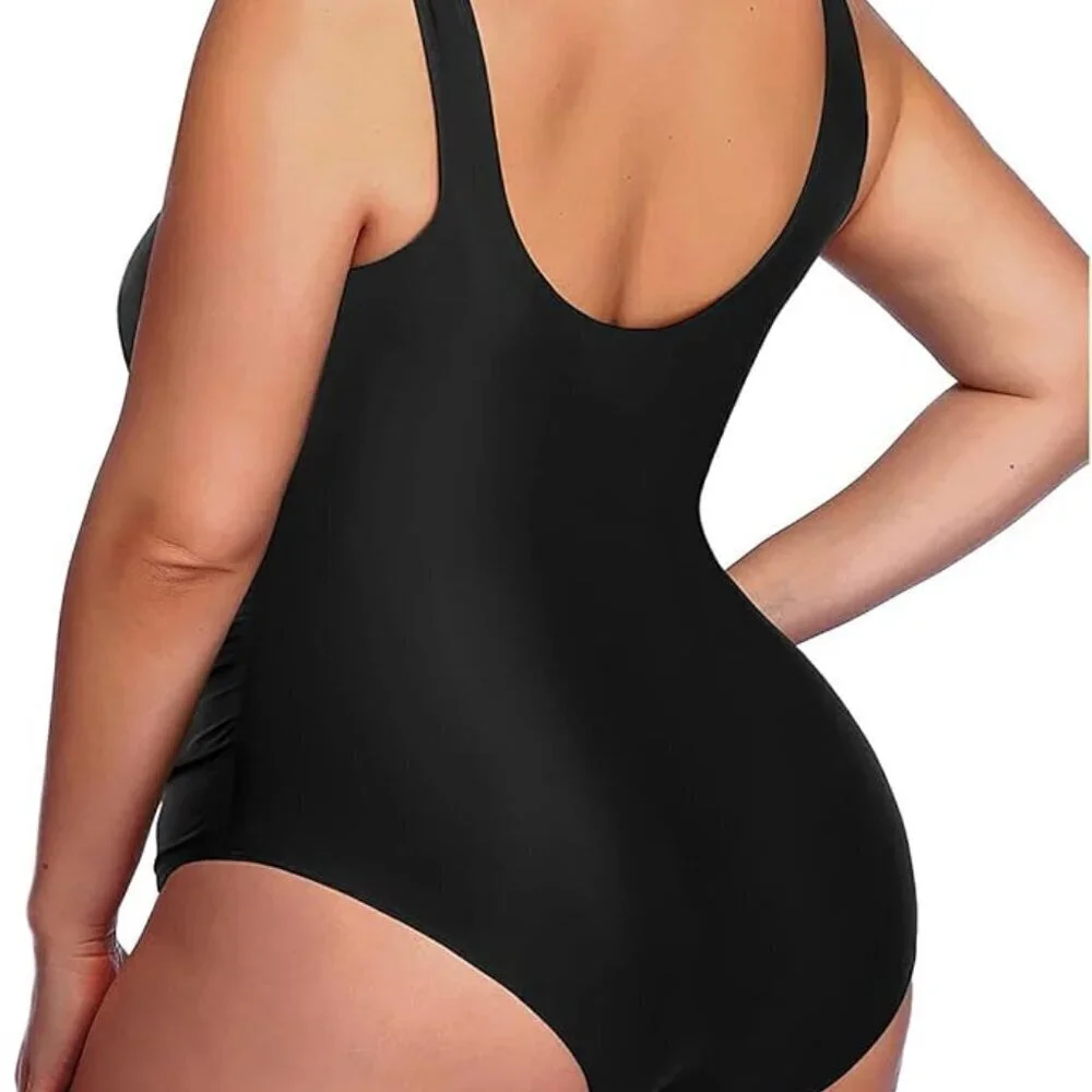 Black Scoop Neck Athletic One Piece Swimsuit | Size XXL | NWT - Picture 2 of 3
